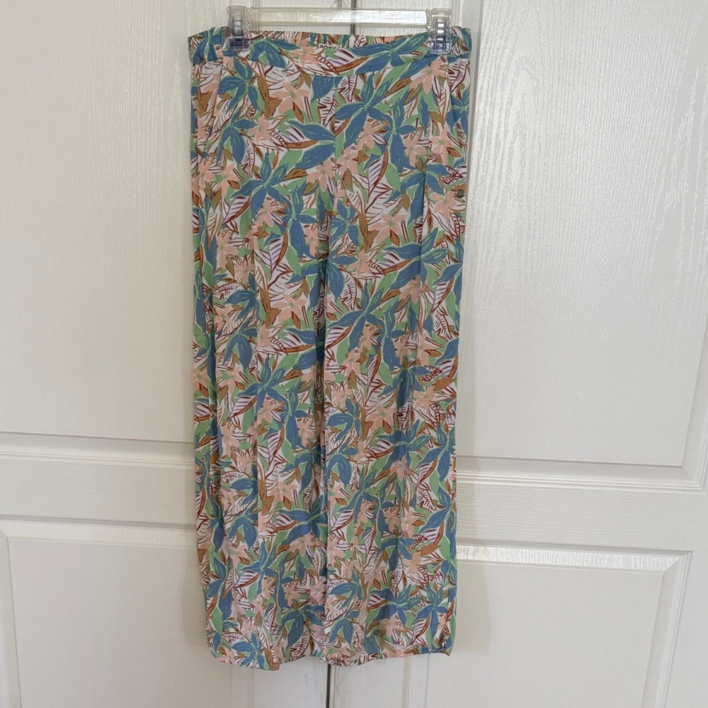 Roxy Floral Button-Accent Palazzo Pant in Peach, Mint & Blue